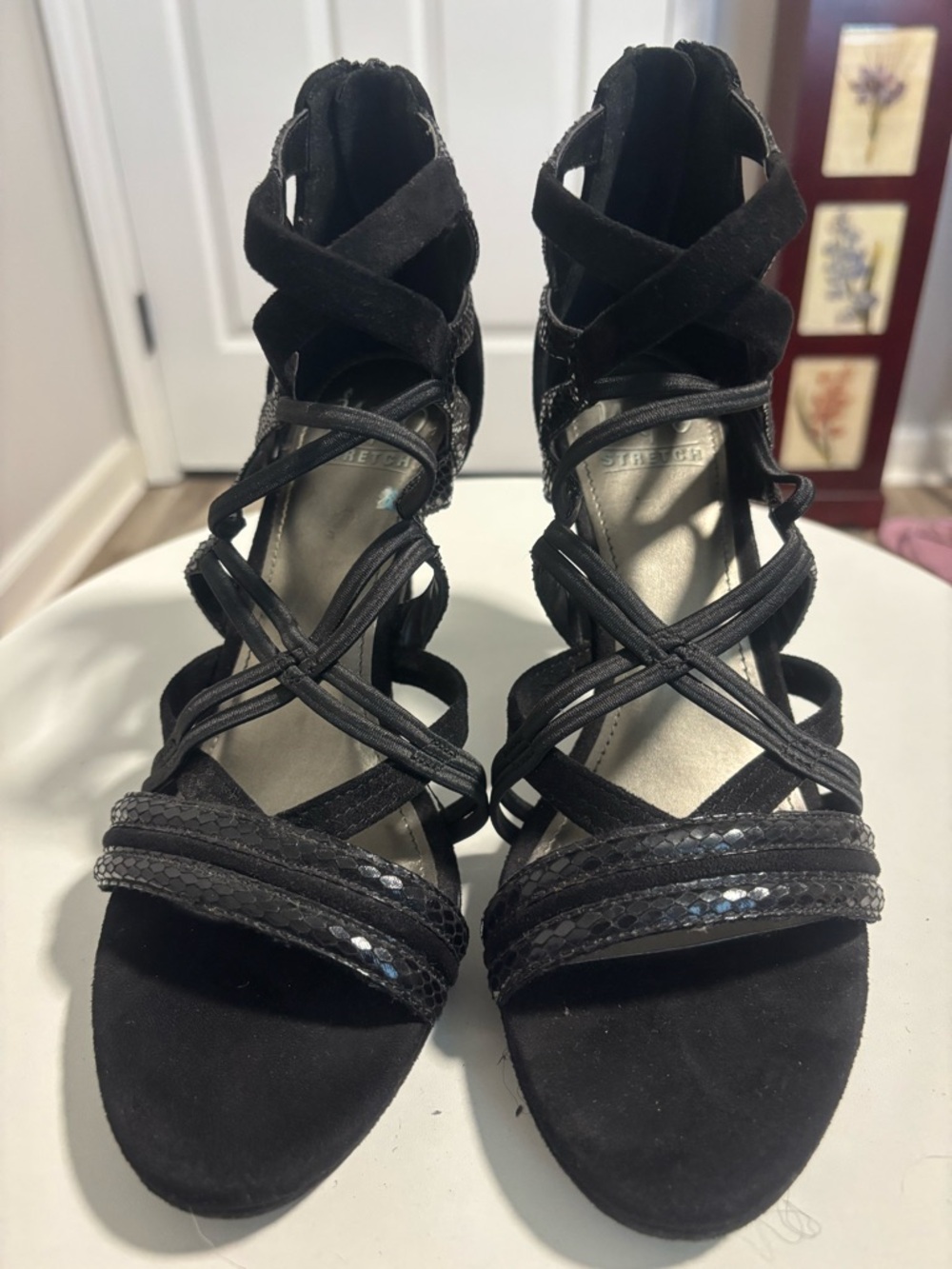 Black Strappy Gladiator Heels - Women